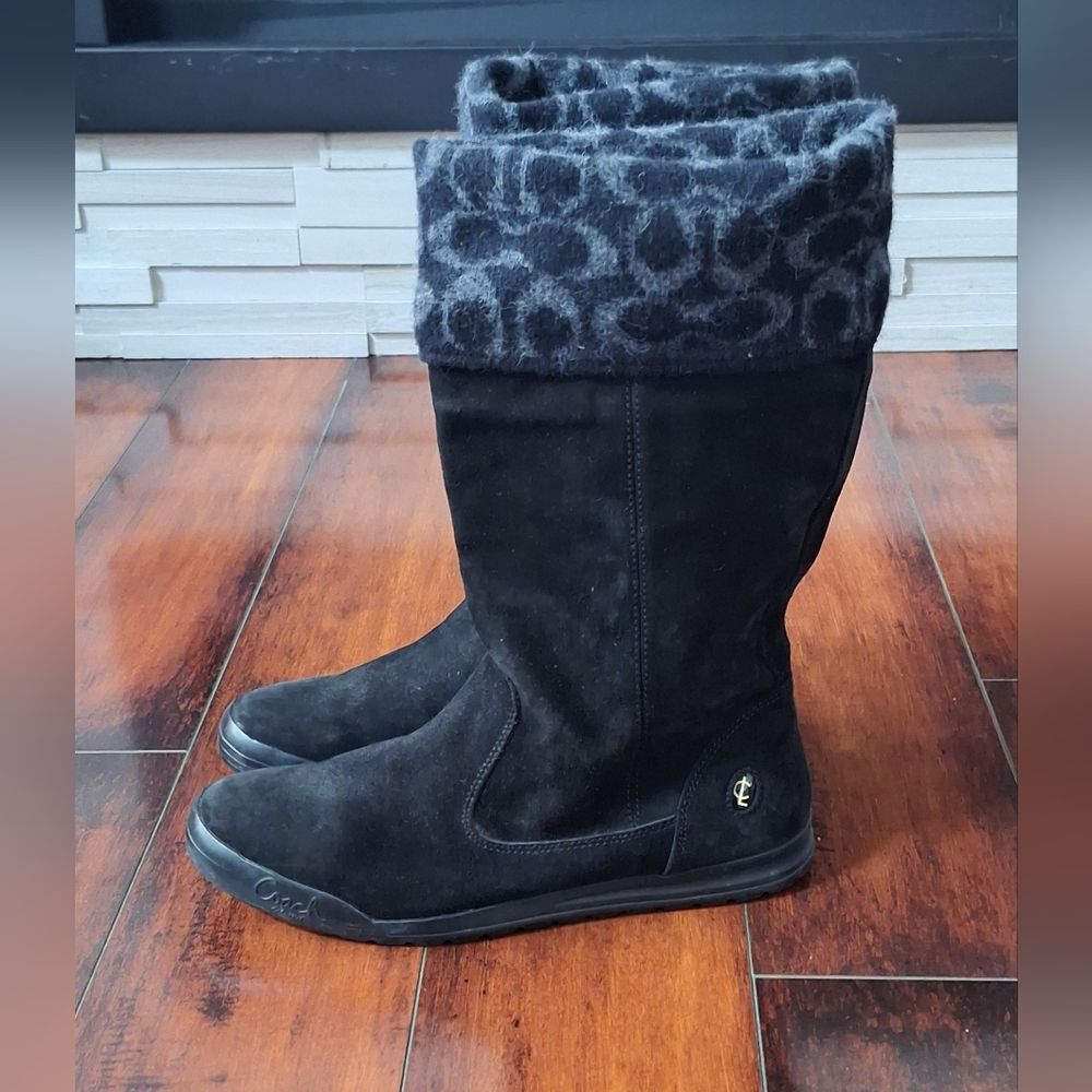 COACH Tatum Suede Boots - Womens Size 9 M - Black